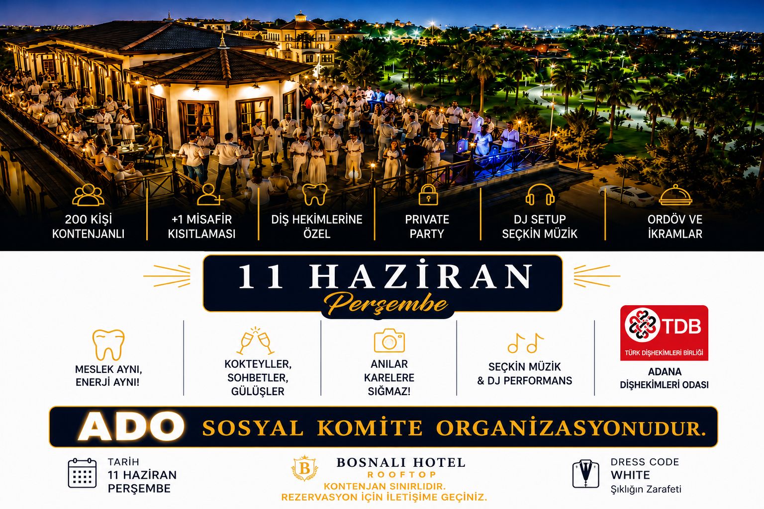 11 Haziran Perşembe 18:30 TDB Adana Yaza Merhaba Partisi