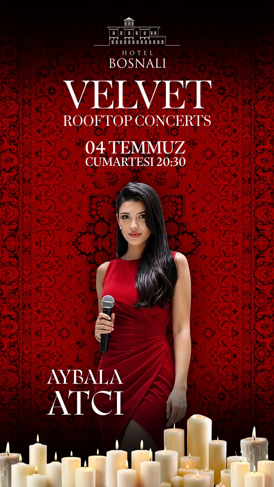 04 Temmuz Cumartesi 20:30 Velvet Rooftop Concerts with Aybala Atcı